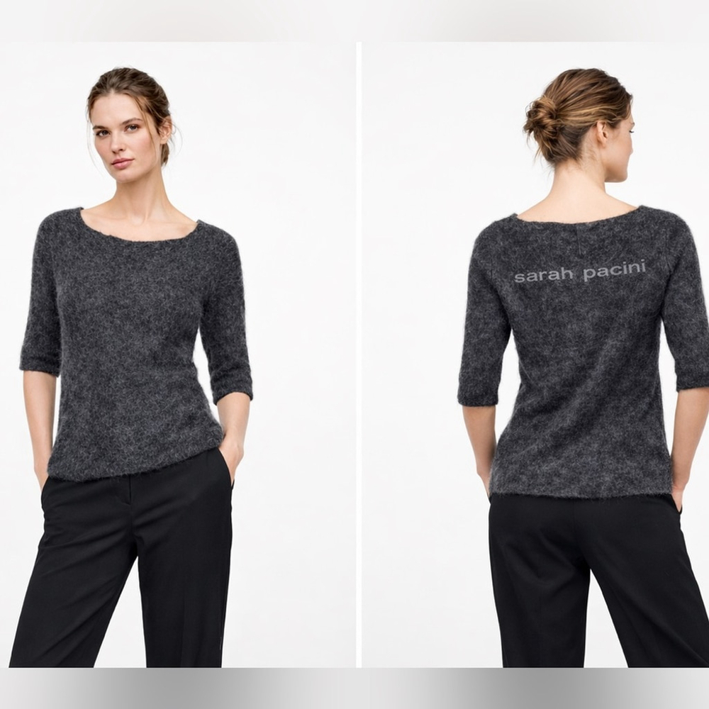 Sarah Pacini Charcoal V-Neck Sweater